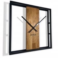 Flexistyle z231 - 50 cm velké nástěnné hodiny s kovovým rámem a dřevem z přírodního dubu čtverec