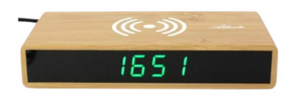 Atlanta 2603 - Digitální budík se zeleným LED displejem a bezdrátovým nabíjením pro telefon