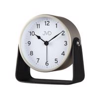 JVD SRP2313.3 - kovový budík s tichým chodem a koženými doplňky