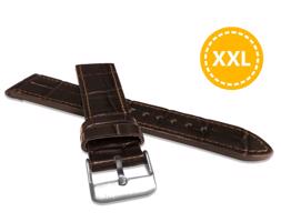 LAVVU XXL Prodloužený tmavě hnědý prošitý řemínek CROCO z luxusní kuže Top Grain - 20 XXL