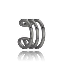 MINET Černá stříbrná záušnice ear cuff