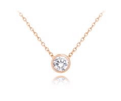 MINET Decentní Rose gold stříbrný náhrdelník s bílým zirkonem