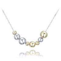 MINET Elegantní stříbrný náhrdelník se stříbrnými a pozlacenými kuličkami