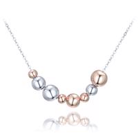MINET Elegantní stříbrný náhrdelník se stříbrnými a Rosegold kuličkami