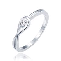 MINET Elegantní stříbrný prsten s bílým zirkonem vel. 51