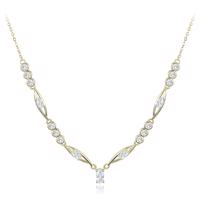 MINET Luxusní pozlacený stříbrný náhrdelník s bílými zirkony