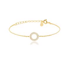 MINET Pozlacený stříbrný náramek KROUŽEK s bílými zirkony