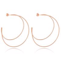 MINET Rose gold stříbrné náušnice dvojité KRUHY