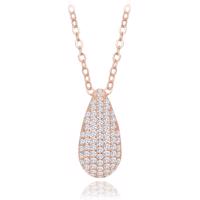 MINET Rose gold stříbrný náhrdelník kapka s bílými zirkony