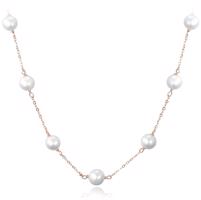 MINET Rose gold stříbrný náhrdelník s přírodními perlami Ag 925/1000 12,15g