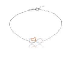 MINET Rose gold stříbrný řetízek na kotník FOREVER LOVE