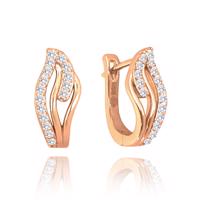 MINET Rose gold zvlněné stříbrné náušnice s bílými zirkony