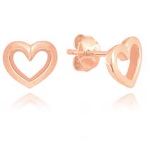 MINET Stříbrné náušnice LOVE s Rose gold srdíčky