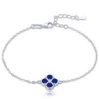 MINET Stříbrný náramek čtyřlístek s lapisem