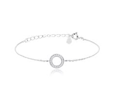 MINET Stříbrný náramek KROUŽEK s bílými zirkony