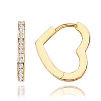 MINET Zlaté náušnice srdíčka s bílými zirkony Au 585/1000 1,90g