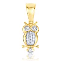 MINET Zlatý přívěs sova s bílými zirkony Au 585/1000 1,25g