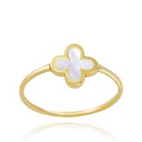 MINET Zlatý prsten čtyřlístek s bílou perletí Au 585/1000 vel. 59 - 1,10g