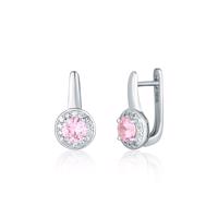 Stříbrné náušnice JVD růžový a bílé zirkony SVLE0046SH2R200