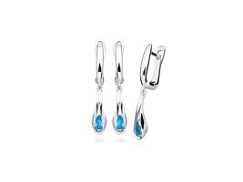 Stříbrné visací náušnice JVD s tyrkysovým zirkonem