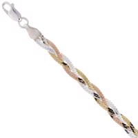 Stříbrný vícebarevný náramek copánek