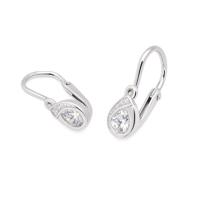 Zlaté 585/1000 dětské  náušnice z bílého zlata s kamenem