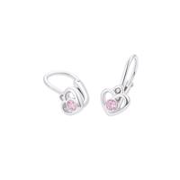 Zlaté 585/1000 dětské náušnice z bílého zlata s kamenem