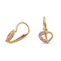 Zlaté 585/1000 náušnice s růžovými zirkony - dětské