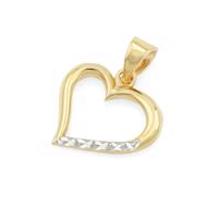 Zlatý 585/1000 přívěsek Srdce se zdobením z bílého zlata