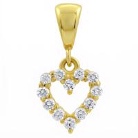 Zlatý 585/1000 přívěsek srdce se zirkony
