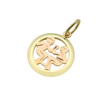 Zlatý 585/1000 přívěsek ze žlutého a červeného zlata  zvěrokruh Blíženci