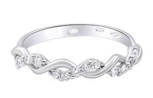 Zlatý 585/1000 prsten z bílého zlata s kameny NF275B