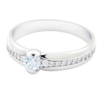 Zlatý 585/1000 prsten z bílého zlata s kameny NR245B