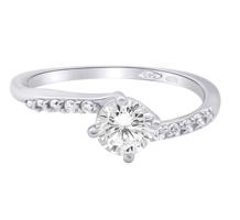 Zlatý 585/1000 prsten z bílého zlata s kameny